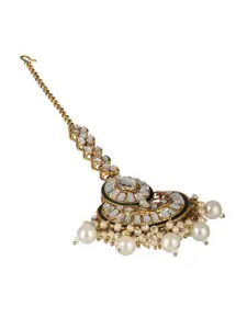 Priyaasi Gold-Plated Kundan-Studded & Beaded Necklace and Earrings