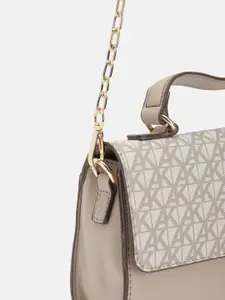 ANNE KLEIN Brand Logo Printed Structured Satchel