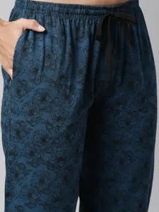 Kryptic Women Pack Of 2 Floral Printed Cotton Lounge Pants