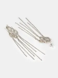 SHAYA 925 Silver Contemporary Oxidised Tasselled Drop Earrings