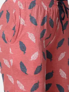 Kryptic Women Pack Of 2 Printed Pure Cotton Relaxed Fit Lounge Pants
