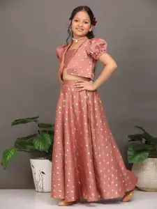 Ethnovog Girls Woven Design Ready to Wear Organza Lehenga Choli