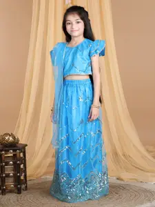 Cutiekins Girls Embellished Sequinned Ready to Wear Lehenga & Blouse With Dupatta