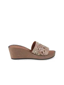 Catwalk Textured Wedge Heels with Laser Cuts