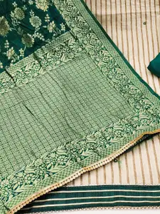 KALINI Striped Beads & Stones Embellished Unstitched Dress Material