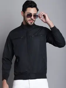 Cantabil Mock Collar Lightweight Bomber Jacket With Zip Detail