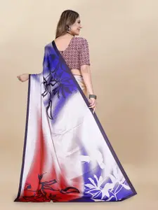 Anouk Pink & Blue Paisley Printed Satin Saree