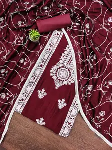 MANVAA Ethnic Motifs Embroidered Pure Silk Dress Material