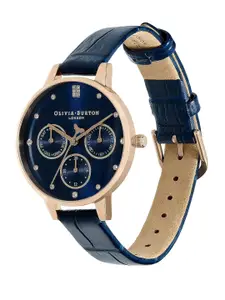 Olivia Burton Women Brass Dial & Leather Straps Analogue Multi Function Watch 24000011