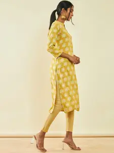 Soch Ethnic Motifs Printed Mandarin Collar Straight Kurta