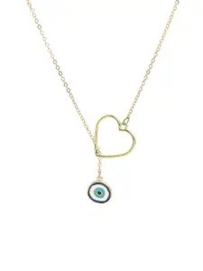 OOMPH Gold-Toned Heart Evil Eye Charm Minimal Necklace