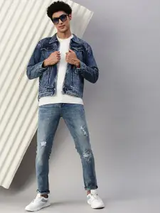 VOXATI Washed Spread Collar Denim Jacket