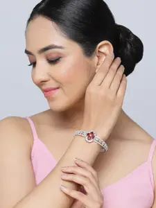 ZENEME Rhodium-Plated American Diamond Bangle-Style Bracelet