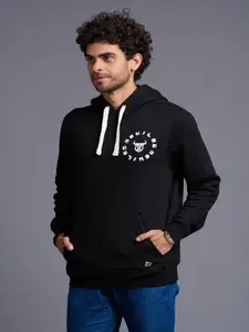 GO DEVIL Typography Printed Hooded Pullover