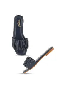 SCENTRA Ruched Strap Open Toe Flats