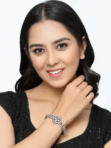 ZENEME Rose Gold-Plated American Diamond Studded Bangle-Style Bracelet