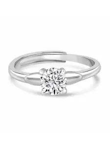 Zarkan Rhodium-Plated AD Studded Finger Ring