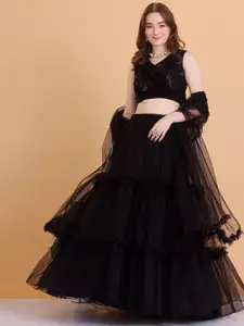 Ethnovog Embellished Ready to Wear Lehenga & Blouse With Dupatta