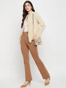 Cantabil Self Design Acrylic Cardigan Sweater with Fuzzy Detail