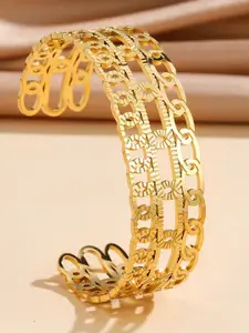 MYKI Cubic Zirconia Gold-Plated Cuff Bracelet
