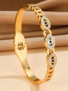 MYKI Cubic Zirconia Gold-Plated Cuff Bracelet