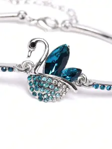 DressBerry Silver-Plated Stone-Studded Charm Bracelet