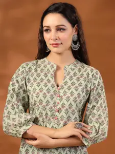 Jaipur Kurti Ethnic Mughal Buti Printed Straight Kurta