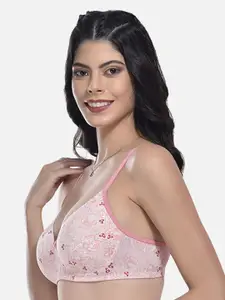 StyFun Floral Printed Full Coverage All Day Comfort Super Support Cotton T-Shirt Bra