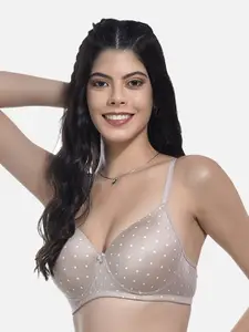 StyFun Polka Dots Printed Full Coverage All Day Comfort Super Support Cotton T-Shirt Bra