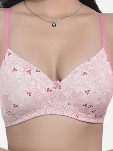 StyFun Pack Of 2 Floral Printed Full Coverage All Day Comfort Cotton T-Shirt Bra