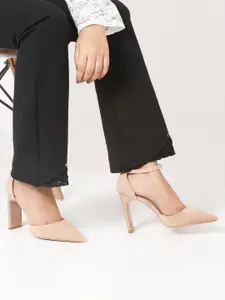 Flat n Heels Pointed Toe Suede Block Heel Pumps