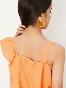 max Girls Ruffled One Shoulder Pure Cotton Blouson Top