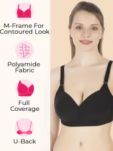 Tweens Black & Coral Bra Full Coverage Lightly Padded