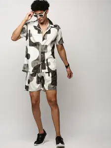 SHOWOFF Shirt Collar Abstract Printed Shirt & Shorts
