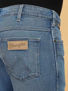 Wrangler Men Skanders Slim Fit Low-Rise Low Distress Light Fade Stretchable Jeans