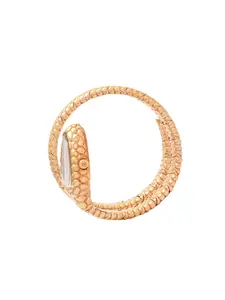 Roberto Cavalli by Franck Muller Women Silver-Toned Patterned Dial & Rose Gold Toned Stainless Steel Wrap Watch