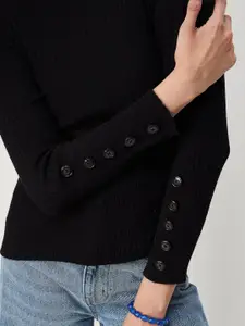 max Ribbed Pullover With Button Detail