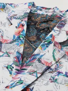 SHOWOFF Tropical Printed Slim-Fit Single Breasted Cotton Blazer