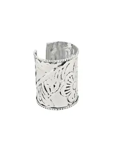 TEEJH Yuvani Silver-Plated Oxidised Cuff Bracelet