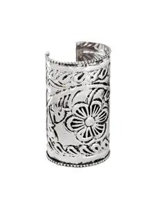 TEEJH Kiarah Silver-Plated Oxidised Cuff Bracelet