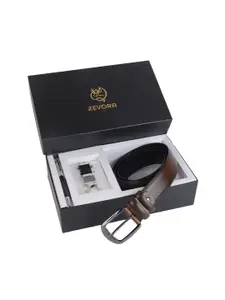ZEVORA Men Leather Belt Keychain & Pen