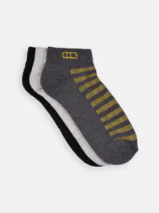 Ajile by Pantaloons Men Pack Of 3 Striped Ankle-Length Socks