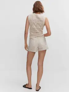 MANGO Women Cotton High-Rise Denim Shorts