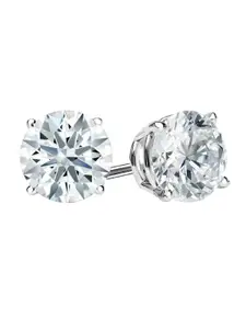 I Jewels Pack Of 2 Silver-Plated Artificial Stones Studded Contemporary Studs Earrings