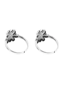 TEEJH Set Of 3 Silver Plated Stone Studded Toe Rings
