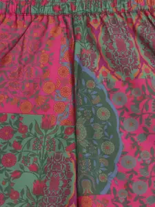 taffykids Girls Floral Printed Shirt Collar Top with Trousers