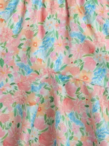 taffykids Girls Floral Printed Top With Skirt