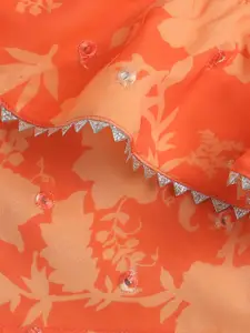 taffykids Girls One Shoulder Floral Printed Gotta Patti Top With Palazzos