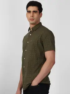 Van Heusen Sport Slim Fit Micro Ditsy Printed Pure Cotton Casual Shirt