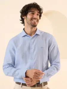 Andamen Premium Vertical Striped Cutaway Collar Linen Semiformal Shirt